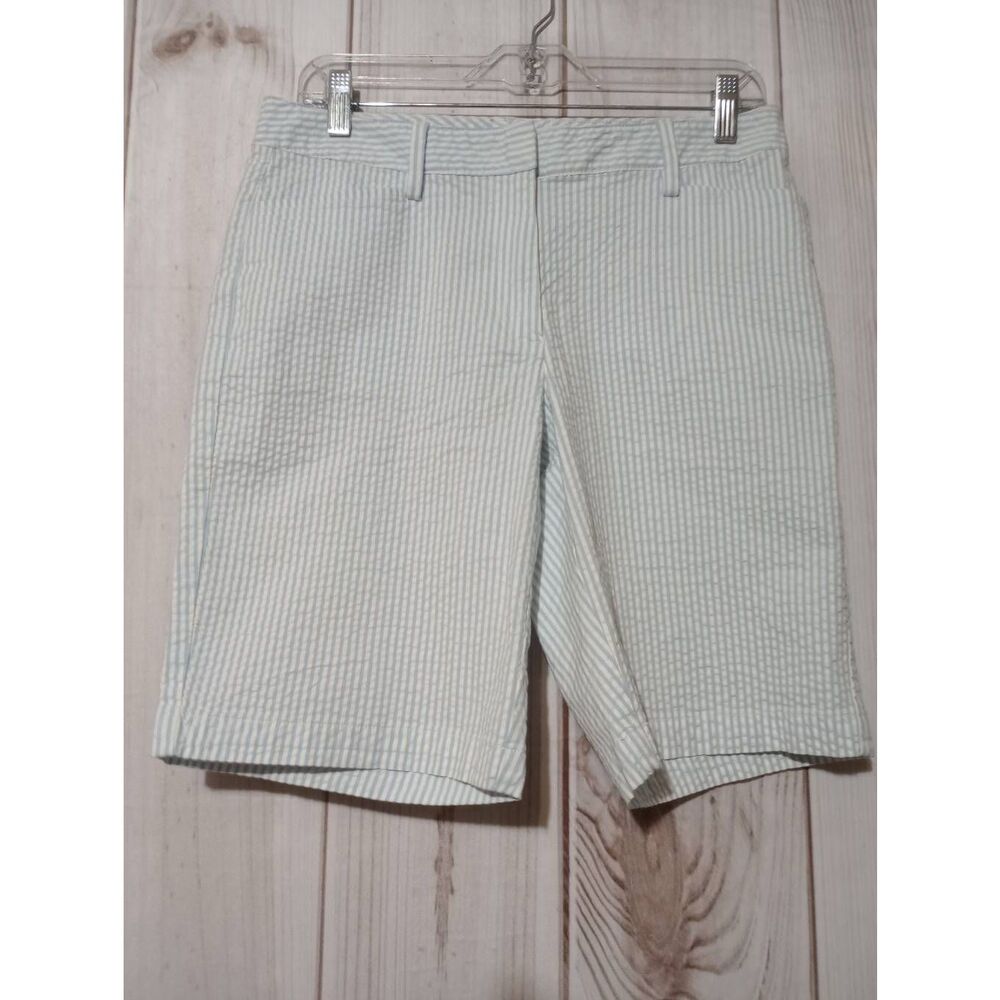 Land's End Shorts Ladies 6 Blue Seersucker